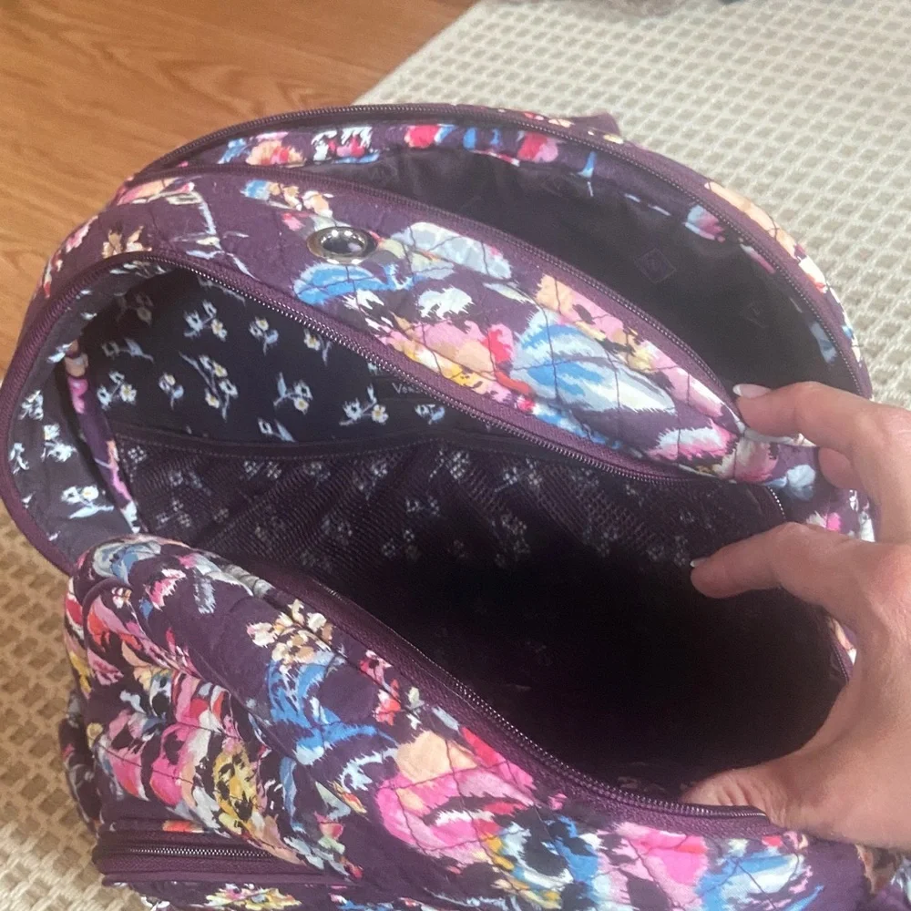 Vera Bradley Quilted Floral Backpack in Purple with Multicolor Flowers - Picture 9 of 9